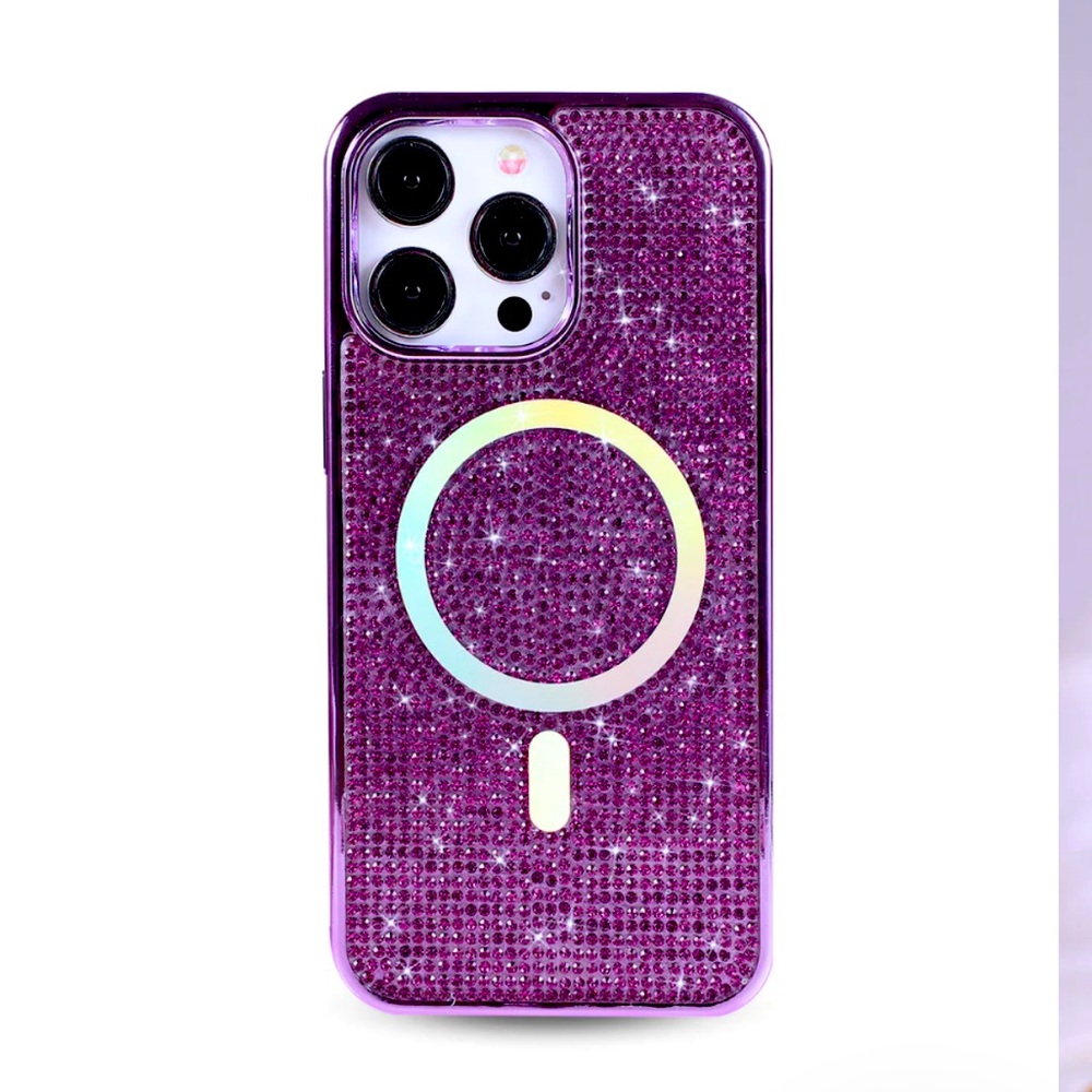 LuxyLemon Purple CrystalGlam MagSafe Phone Case, iPhone 14 Pro